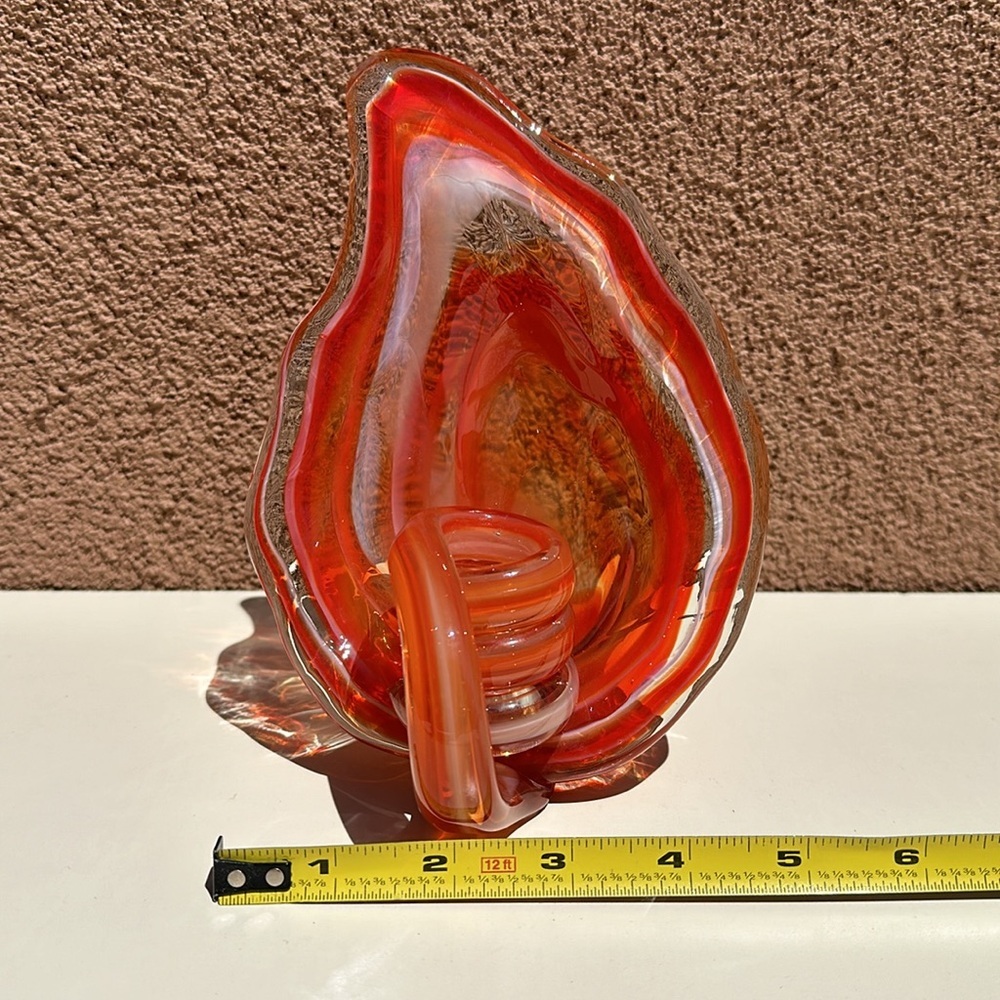 Vintage Unique Ozark Art Glass Mid Century, Orange with white swirl - Picture 9 of 11